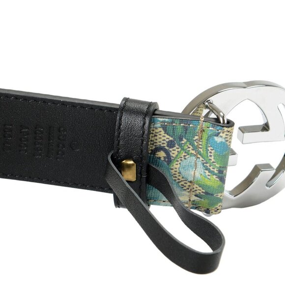 Gucci Unisex Guccissima Flower Print Leather Double G Buckle Belt US 34 IT 85 - Picture 4 of 4